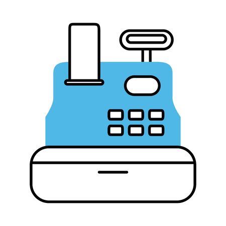 cash register payment store mobile marketing and e-commerce vector illustration line and fill style iconのイラスト素材
