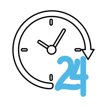 clock service mobile marketing and e-commerce vector illustration line and fill style iconのイラスト素材