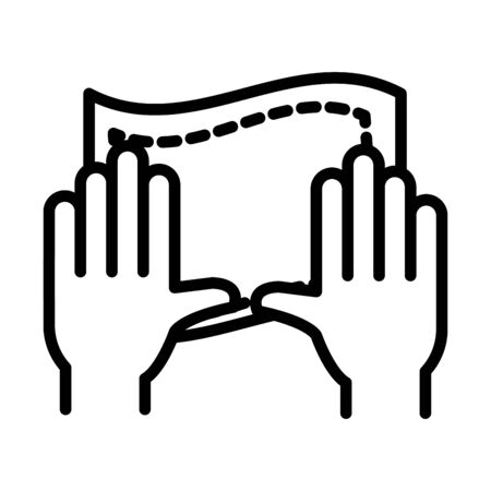 personal hand hygiene, hands with paper disease prevention and health care line style icon vector illustrationのイラスト素材