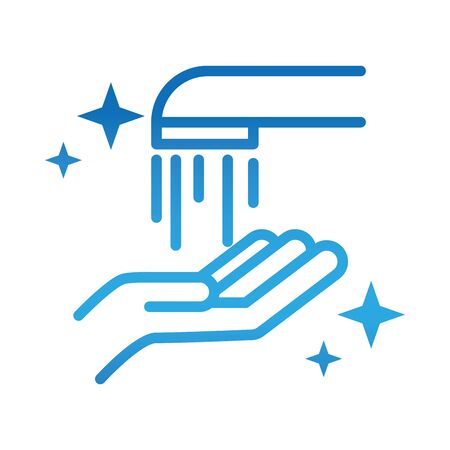 personal hand hygiene, hand wash water tap, disease prevention and health care gradient style icon vector illustrationのイラスト素材