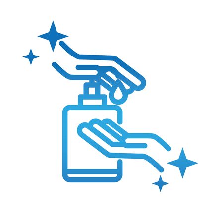 personal hand hygiene, hands sanitizer disease prevention and health care gradient style icon vector illustrationのイラスト素材