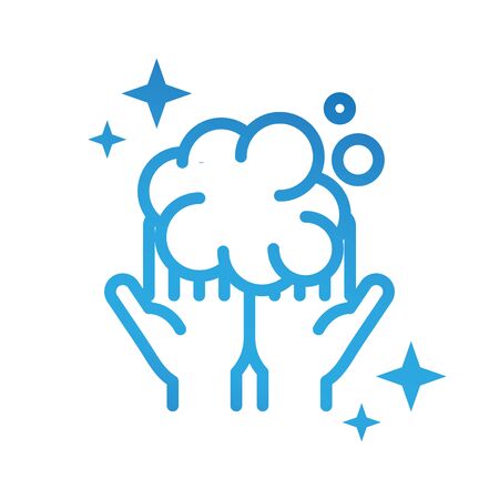 personal hand hygiene, hands bubbles foam disease prevention and health care gradient style icon vector illustrationのイラスト素材