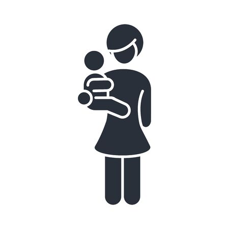 mother carrying a little son family day, icon in silhouette styleのイラスト素材