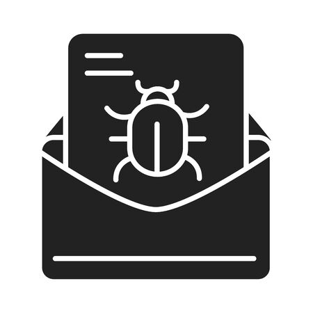 cyber security and information or network protection infected email virus silhouette style icon vector illustrationのイラスト素材