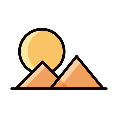 mountains sun landscape nature line and fill iconのイラスト素材