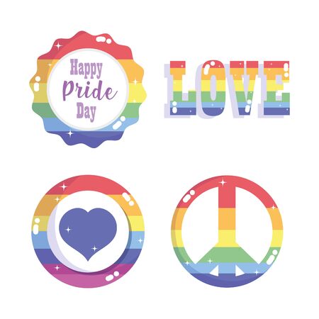 happy pride day, gender love heart rainbow LGBT communityのイラスト素材
