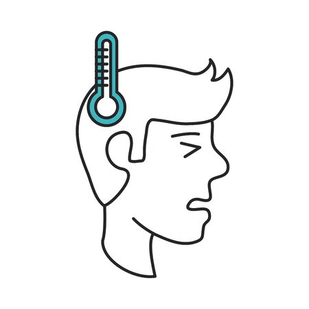 covid 19 coronavirus, fever people disease, prevention spread outbreak pandemic line and fill style icon vector illustrationのイラスト素材