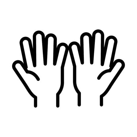 personal hand hygiene, hands palms, disease prevention and health care line style icon vector illustrationのイラスト素材