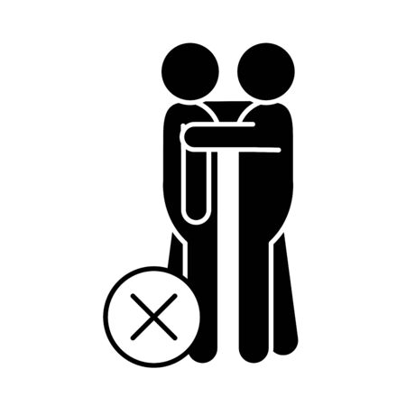covid 19 coronavirus social distancing prevention, avoid contact with others, outbreak spreading vector illustration silhouette style iconのイラスト素材