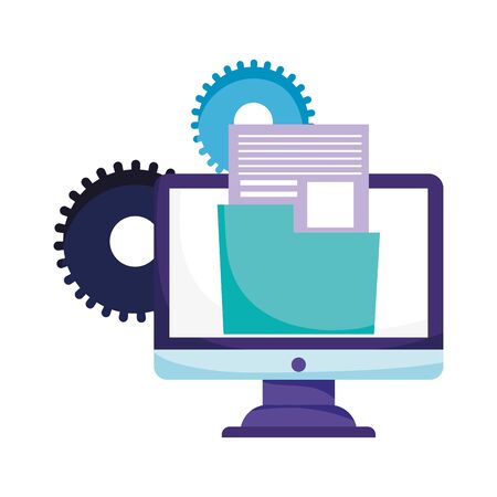 online education computer folder file data information web vector illustrationのイラスト素材