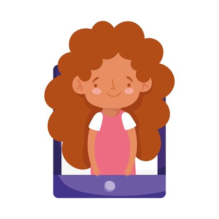 online education student girl smartphone cartoon character vector illustrationのイラスト素材