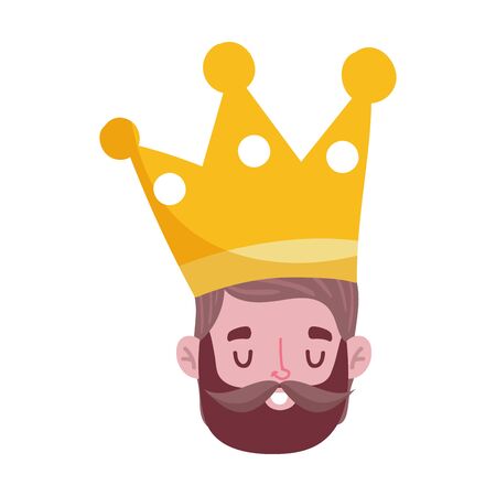 fathers day, face man with crown character celebration isolated icon vector illustrationのイラスト素材