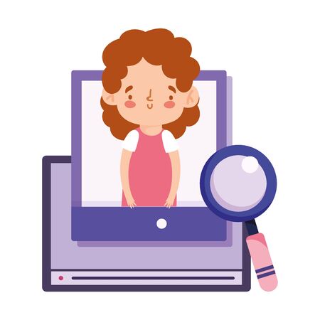 online education student girl smartphone website class analysis vector illustrationのイラスト素材