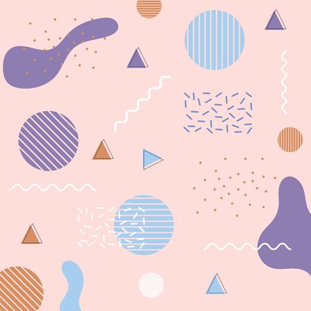 vintage memphis seamless pattern 80s 90s style abstract pink background vector illustrationのイラスト素材