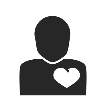 donation charity volunteer help social avatar heart in chest silhouette style icon vector illustrationのイラスト素材