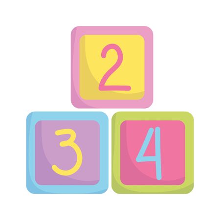 baby shower, cubes with numbers toys, announce newborn welcome isolated design icon vector illustrationのイラスト素材