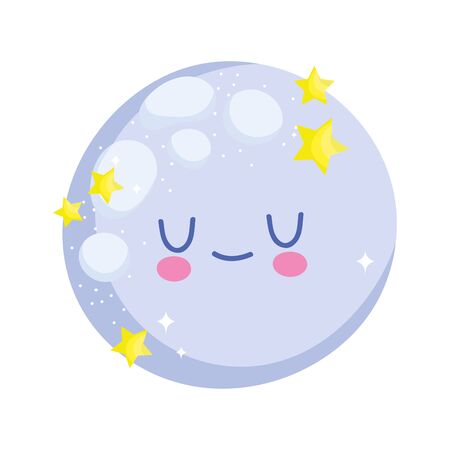 baby shower, cartoon moon sleep, announce newborn welcome isolated design icon vector illustrationのイラスト素材