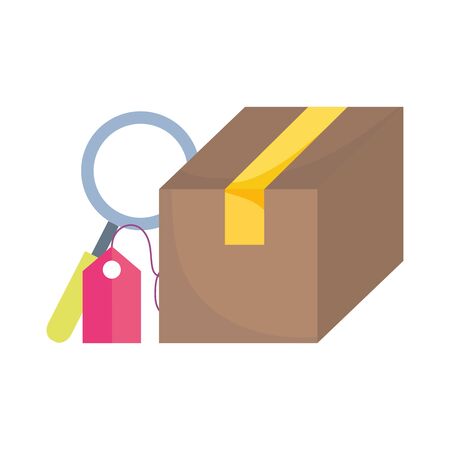 online payment, delivery box tag analysis, ecommerce market shopping, mobile app vector illustrationのイラスト素材