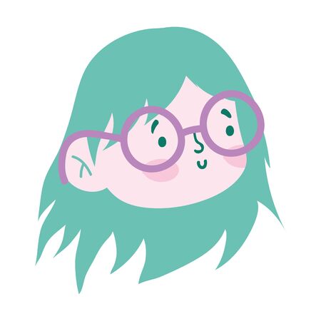 little girl face cartoon character isolated icon design white background vector illustrationのイラスト素材