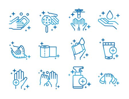 personal hand hygiene, disease prevention and health care gradient style icon vector illustrationのイラスト素材