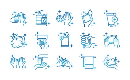 personal hand hygiene, disease prevention and health care gradient style icon vector illustrationのイラスト素材