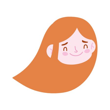cute little girl face character cartoon isolated design icon vector illustrationのイラスト素材