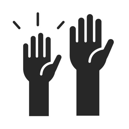 donation charity volunteer help social raised hands silhouette style icon vector illustrationのイラスト素材