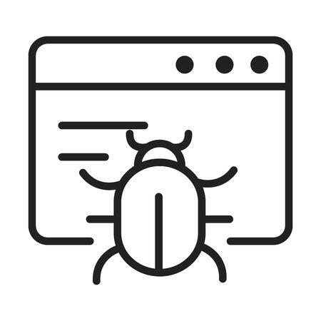 cyber security and information or network protection website virus infection line style icon vector illustrationのイラスト素材