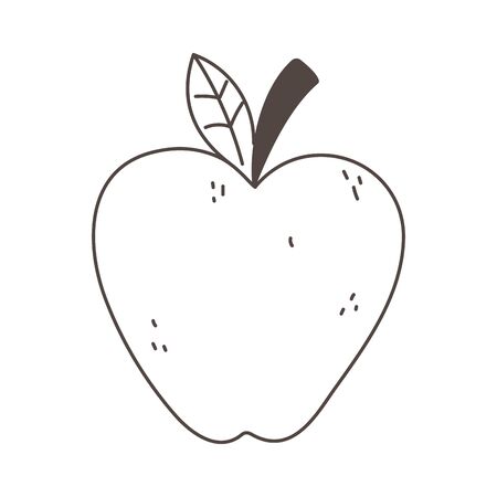 apple organic fruit fresh nutrition healthy food isolated icon design vector illustration line design iconのイラスト素材