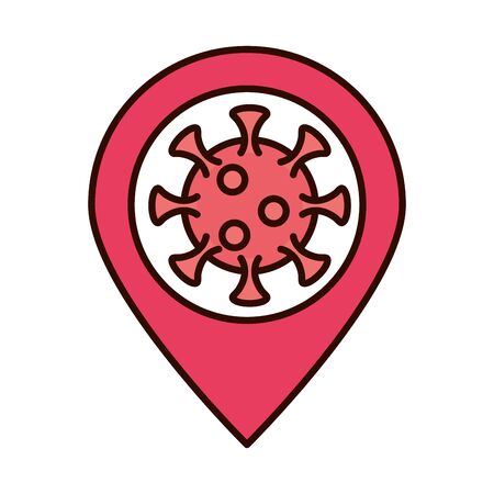 covid 19 coronavirus prevention, virus pathogen pointer, spread outbreak pandemic line and fill style icon vector illustrationのイラスト素材