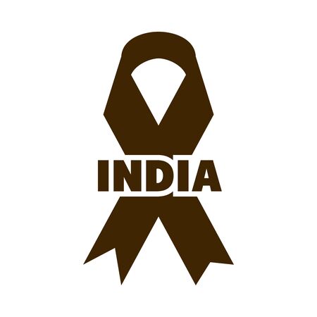 happy independence day india, ribbon with flag country vector illustration silhouette style iconのイラスト素材