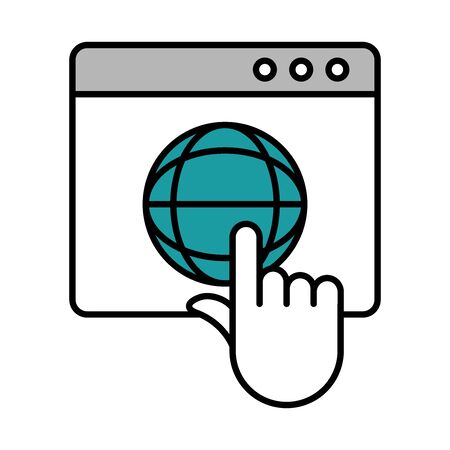 online education, clicking world website, mobile training courses vector illustration line and fill iconのイラスト素材