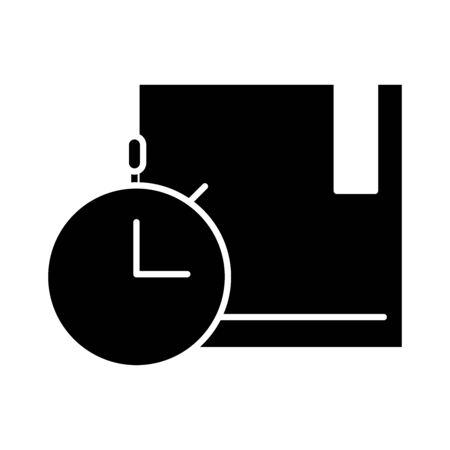 delivery packaging, fast service cardboard box cargo distribution, logistic shipment of goods vector illustration silhouette style iconのイラスト素材
