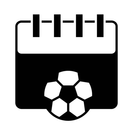 soccer game, calendar date reminder with ball, league recreational sports tournament silhouette style icon vector illustrationのイラスト素材