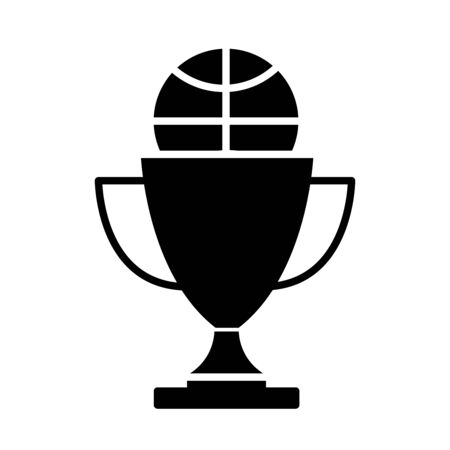 basketball game, trophy with ball equipment recreation sport silhouette style icon vector illustrationのイラスト素材