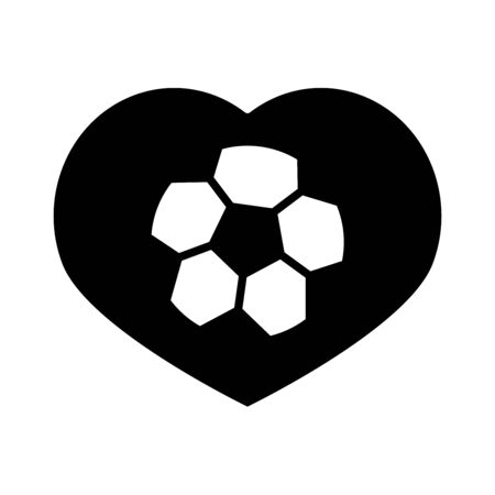 soccer game, ball in heart love, league recreational sports tournament silhouette style icon vector illustrationのイラスト素材