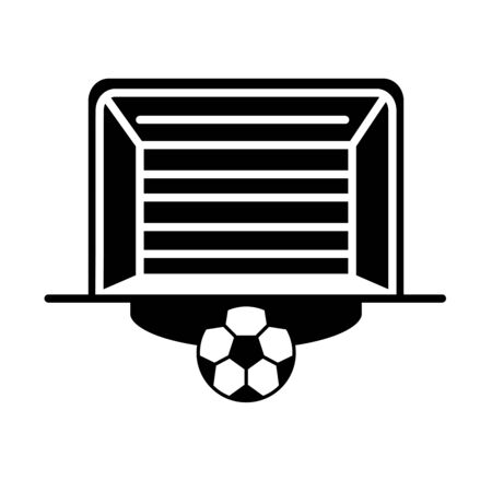 soccer game, goal net and ball league recreational sports tournament silhouette style icon vector illustrationのイラスト素材