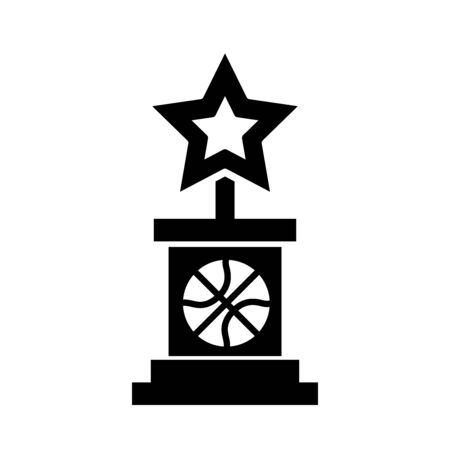 basketball game, award trophy star equipment recreation sport silhouette style icon vector illustrationのイラスト素材