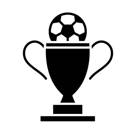 soccer game, trophy award with ball, league recreational sports tournament silhouette style icon vector illustrationのイラスト素材
