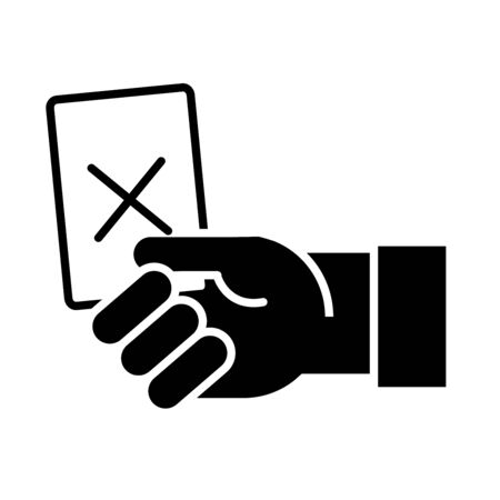 soccer game, hand with foul card, league recreational sports tournament silhouette style icon vector illustrationのイラスト素材