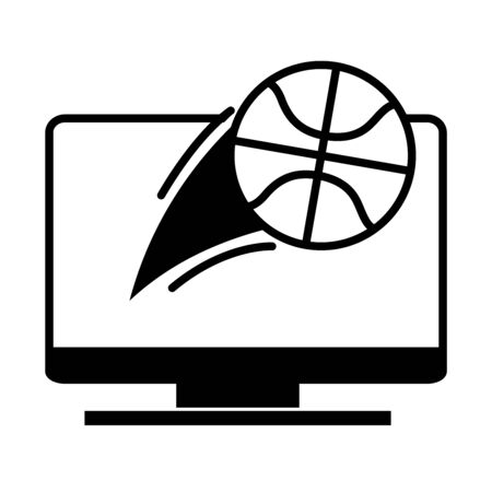basketball game, computer tournament recreation sport silhouette style icon vector illustrationのイラスト素材