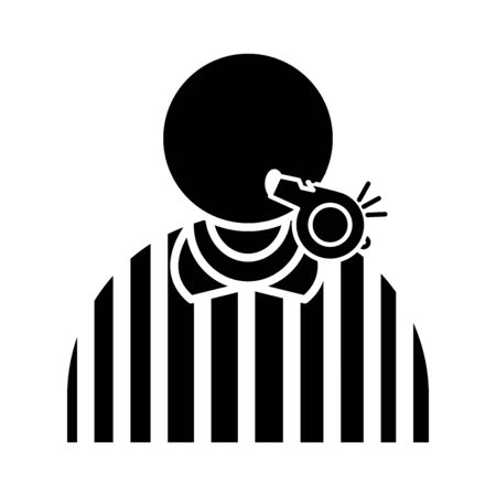 soccer game, referee with whistle league recreational sports tournament silhouette style icon vector illustrationのイラスト素材
