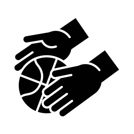 basketball game, hands with ball recreation sport silhouette style icon vector illustrationのイラスト素材