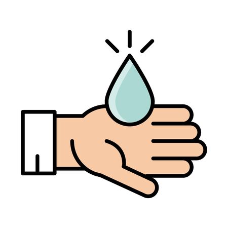 fast hand with water drops eid mubarak islamic religious celebration vector illustration line and fill iconのイラスト素材