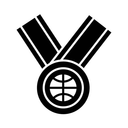 basketball game, medal award recreation sport silhouette style icon vector illustrationのイラスト素材