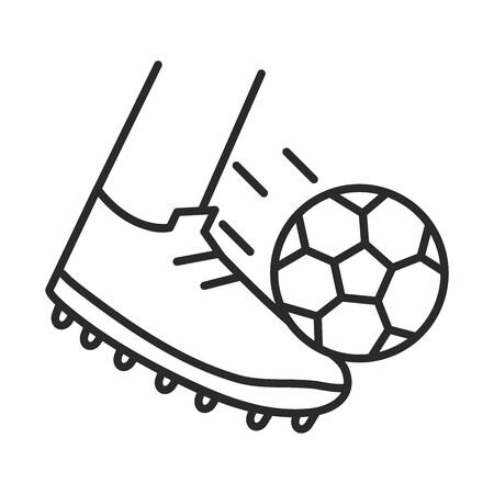 soccer game, foot with ball league recreational sports tournament line style icon vector illustrationのイラスト素材