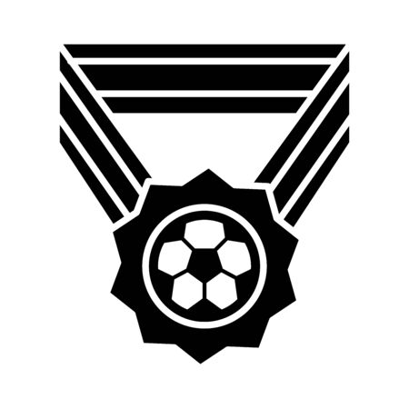 soccer game, medal prize league recreational sports tournament silhouette style icon vector illustrationのイラスト素材