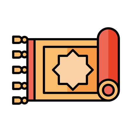 traditional carpet culture eid mubarak islamic religious celebration vector illustration line and fill iconのイラスト素材