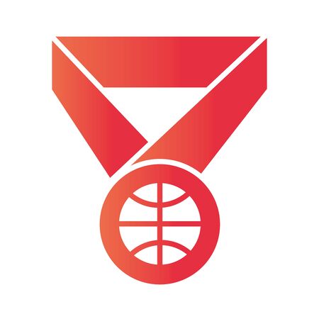 basketball game, prize medal league recreation sport gradient style icon vector illustrationのイラスト素材