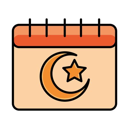 muslim calendar eid mubarak islamic religious celebration vector illustration line and fill iconのイラスト素材